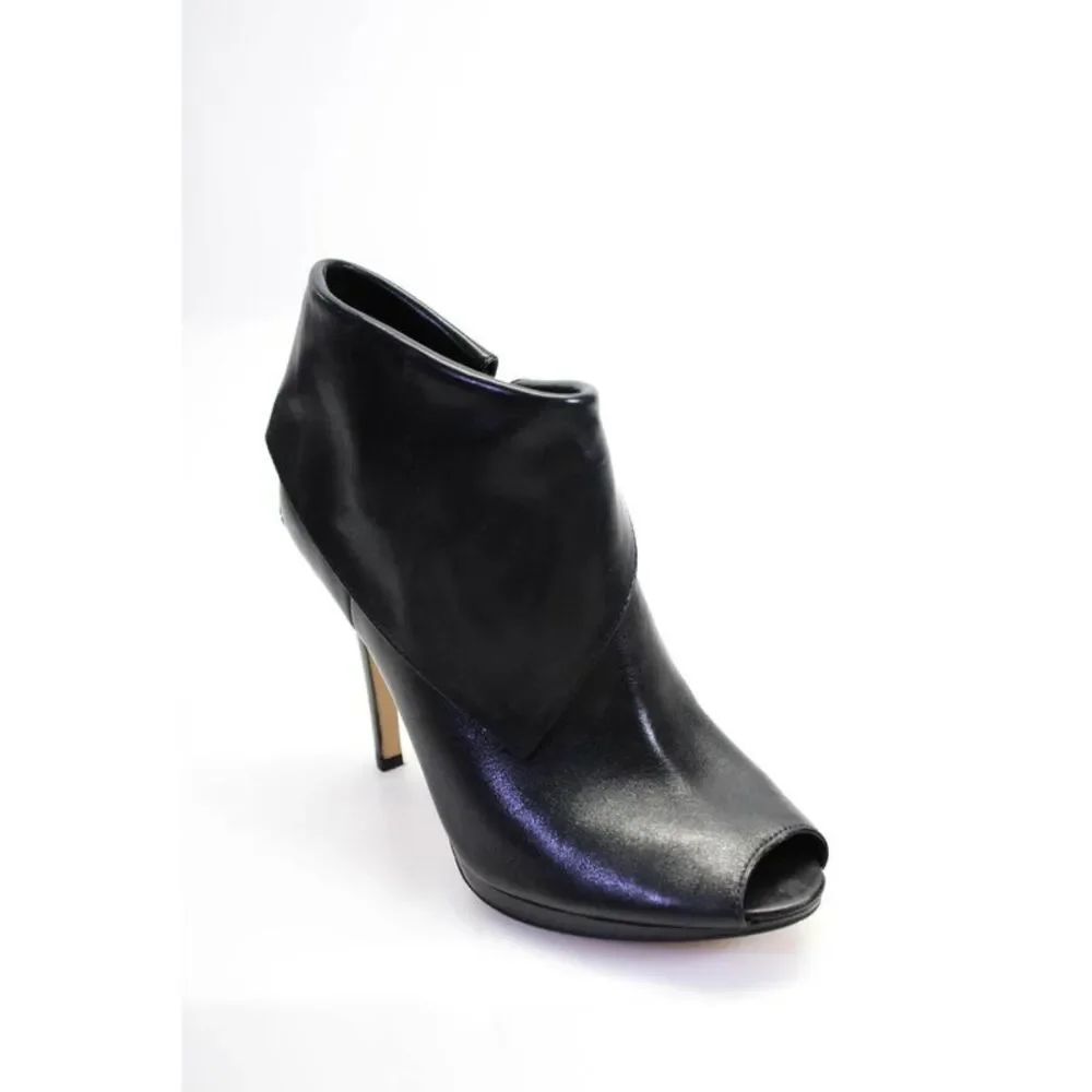 Michael Michael Kors Womens Folded Zipped Peep Toe Stiletto Heels Black Size 10
